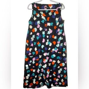 Marimekko “Lyhyt” Geometric Print MIDI Button down Bust Dress Size 40